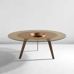 Coffee table with flower holder, variant of model no. 1994 by Fontana Arte, 1960s, Partially mirrored glass, painted steel, aluminum, sold Jun 2025