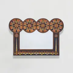 Carlo Bugatti, Mirror, circa 1904, Walnut, pewter, and brass inlay, copper, mirrored glass