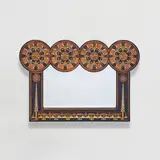 Carlo Bugatti, Mirror, circa 1904, Walnut, pewter, and brass inlay, copper, mirrored glass
