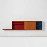 "Antony" wall cabinet by Jean Prouvé and Charlotte Perriand, circa 1954, Oak, oak-veneered wood, painted steel, sold Jun 2025