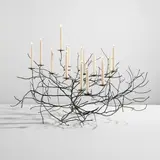 Michele Oka Doner, Unique "Burning Bush" candelabrum with snuffer, circa 1995, Patinated bronze