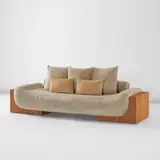 Giancarlo Valle, "Smile" sofa, first edition, 2017, Oak-veneered wood, fabric upholstery