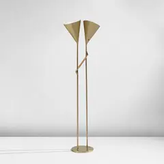Paavo Tynell, Floor lamp, model no. 9619, circa 1954, Brass, leather