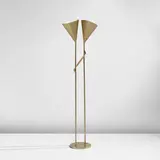 Floor lamp, model no. 9619 by Paavo Tynell, circa 1954, Brass, leather, sold Jun 2025