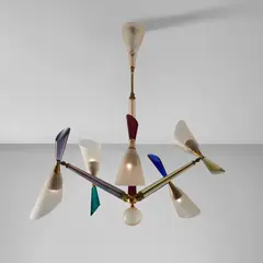 Seguso, Ceiling light, variant of model no. 1233, 1950s, Glass, sommerso glass with gold leaf inclusions, brass