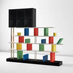 Ettore Sottsass, Bookcase, circa 1985, Plastic laminate-covered wood, aluminum