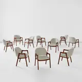 Ico Parisi, Set of ten armchairs, model no. 814, circa 1961, Walnut, fabric upholstery