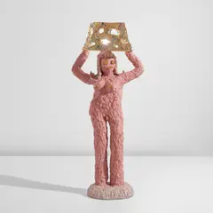 Katie Stout, "Pink Large Lady" floor lamp, 2018, Painted and gold luster-glazed ceramic