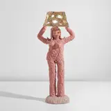 Katie Stout, "Pink Large Lady" floor lamp, 2018, Painted and gold luster-glazed ceramic