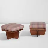 George Nakashima, Pair of "Greenrock" ottomans
