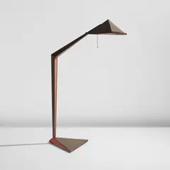 John Lautner, Floor lamp, from the George Sturges residence, Los Angeles, circa 1939, Brass, painted steel, oak
