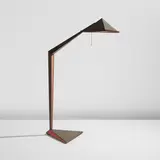 John Lautner, Floor lamp, from the George Sturges residence, Los Angeles, circa 1939, Brass, painted steel, oak