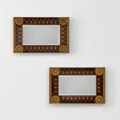 Carlo Bugatti, Pair of mirrors, circa 1904, Walnut, pewter and brass inlay, copper, mirrored glass