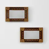 Carlo Bugatti, Pair of mirrors, circa 1904, Walnut, pewter and brass inlay, copper, mirrored glass