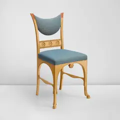Herter Brothers, Side chair, designed for the John Pierpont Morgan residence, Madison Avenue, New York, circa 1882, Painted wood, gold leaf, fabric upholstery