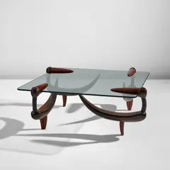 Judy Kensley McKie, "Duck" table, 1996, Walnut, painted walnut, glass