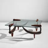 Judy Kensley McKie, "Duck" table, 1996, Walnut, painted walnut, glass