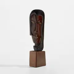 Seizo Sugawara, "Tête de femme" sculpture, circa 1928, Lacquered wood