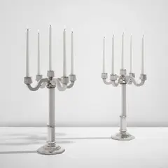 Jean Puiforcat, Pair of candelabra, circa 1935, Sterling silver