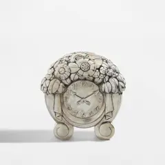 Louis Süe and André Mare, Mantel clock, model no. 5524, circa 1923, Silvered bronze