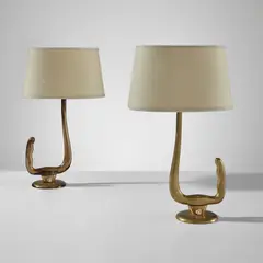 Guglielmo Ulrich, Pair of table lamps, circa 1936, Brass, paper shades