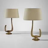 Guglielmo Ulrich, Pair of table lamps, circa 1936, Brass, paper shades
