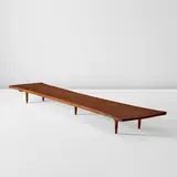 Slab bench by Mira Nakashima, 1997, American black walnut, sold Dec 2025