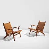 Pair of armchairs, model no. CH 27 by Hans J. Wegner, circa 1952, Oak, cane, sold Dec 2025