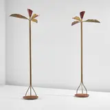 Angelo Lelii, Pair of floor lamps, circa 1951, Brass, marble, painted aluminum