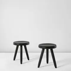 Charlotte Perriand, Pair of high "Berger" stools, circa 1960, Painted pine