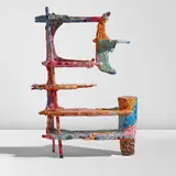 Katie Stout, "Shellfish" bookcase, 2017, Metal, wood, resin, papier-mâché, paint