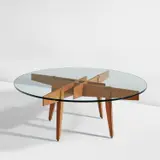 Coffee table by Gio Ponti, circa 1953, Ash, glass, nickel-plated brass, offered Jun 2024