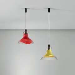 Venini, Pair of ceiling lights, model no. 802.0, circa 1968, Glass, patinated brass