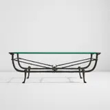 Diego Giacometti, “Berceau” low table, second version, circa 1969, Patinated bronze, glass