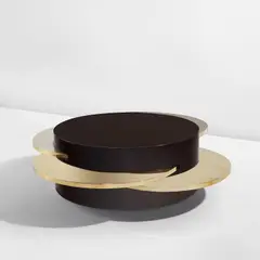 Gabriella Crespi, "Cubo Tondo" coffee table, from the "Plurimi" series, circa 1985, Lacquered wood, brass