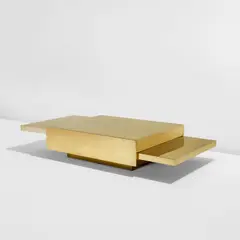 Gabriella Crespi, “2000” extendable coffee table, from the "Plurimi" series, circa 1970, Brass-covered wood