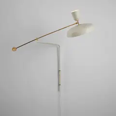 Pierre Guariche, Adjustable wall light, circa 1951, Painted aluminum, painted steel, brass