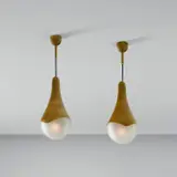 Max Ingrand, Pair of ceiling lights, model no. 1849, circa 1959, Brass, glass