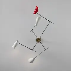 Gino Sarfatti, Wall light, model no. 169/4, circa 1951, Painted aluminum, brass, patinated brass