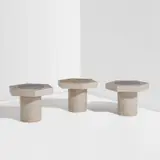 André Borderie, Set of three low tables, circa 1970, Glazed earthenware