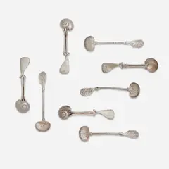 Eight spoons, from the "Phagocyte" series by Claude Lalanne, circa 1991, Sterling silver, silver, sold Feb 2024