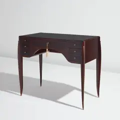 Alfred Porteneuve, Desk, 1930s, Stained beech, stained beech-veneered wood, bronze