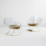 Pair of "Daffodil" chairs, from the “Invisible Group” series by Erwine Laverne and Estelle Laverne, circa 1960, Acrylic, fabric upholstery, sold Feb 2024