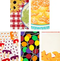 Group of five posters, designed for the annual Herman Miller summer picnics by Stephen Frykholm, 1985-1989, Screenprint in colors, sold Feb 2024
