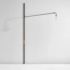 Long swing jib wall light, designed for the École de la Verrerie, Croismare, France by Jean Prouvé, circa 1948, Painted aluminum, offered Dec 2024