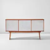 Sideboard, model no. 4 by Charlotte Perriand and Pierre Jeanneret, designed 1939-1945, manufactured 1946-1968, Pine, aluminum, sold Dec 2024