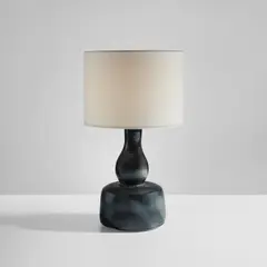 Suzanne Ramié, Table lamp, 1950s, Glazed terracotta, fabric shade