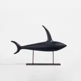Georges Jouve, Shark sculpture, circa 1957, Glazed stoneware, painted steel
