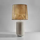 Hugo Velásquez, Table lamp, from Casa Prieto Lopez, Mexico City, designed by Luis Barragán, 1960s, Glazed earthenware, parchment and leather shade