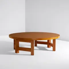 Luis Barragán, Low table, from Cuadra San Cristóbal, Los Clubes, Atizapán de Zaragoza, Mexico, circa 1966, Pine-veneered wood, pine